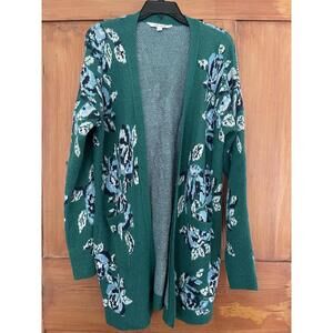 The Pioneer Woman Green Blue White Floral Open Cardigan Sweater L Women’s